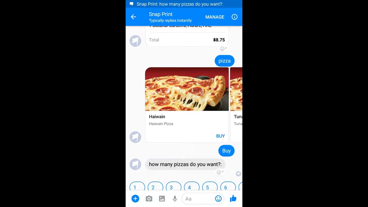 Facebook Messenger chatbot payments using USSD mobile money