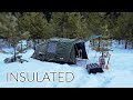 Winter camping in insulated tent  snow and freezing temps