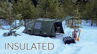 Winter Camping in INSULATED Tent | Snow and Freezing Temps