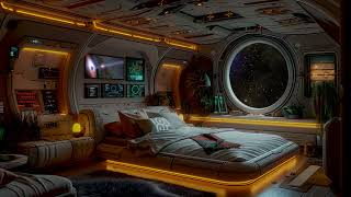 Cosmic Bedroom Quarters | Cozy Sci-Fi Spaceship Lounge | Relaxing Deep Space Flight Sounds