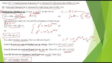 Linear Differential Equations LDEs of nth order with constant coefficients & Complementary Function