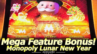 Mega Feature Bonus! Monopoly Lunar New Year Slot Machine - Triggered All 3 Features, Live Play/Bonus