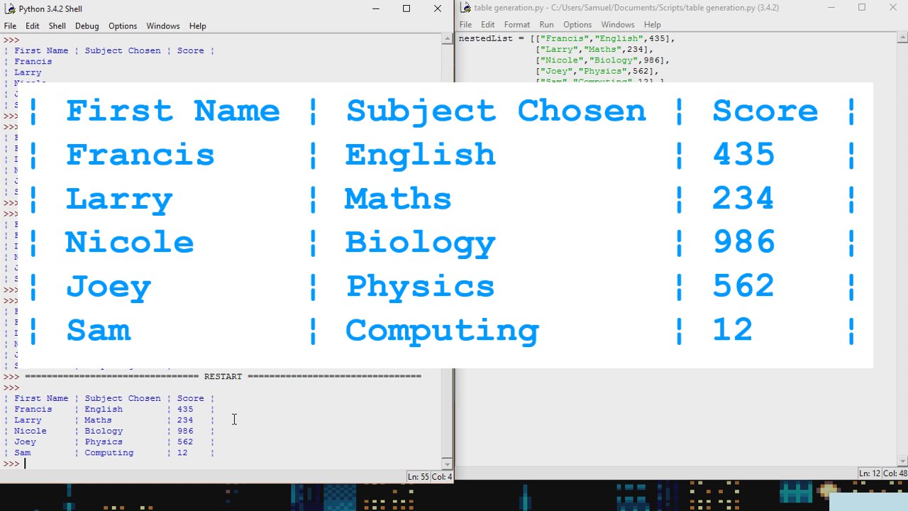 Python Tutorial - How To Make Text-Based Tables