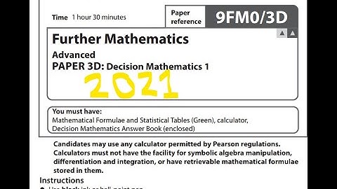 Decision 1 2021 Pearson Edexcel A level Further Maths