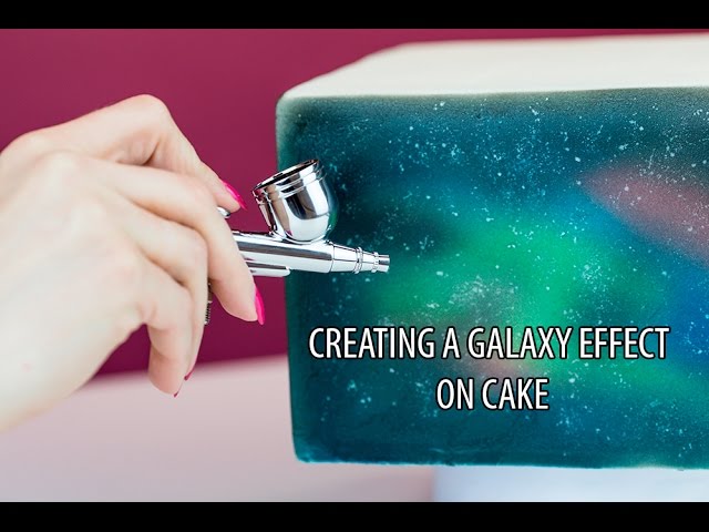 CAKE DECORATING AIRBRUSH TIPS, WHITE FONDANT COVERED CAKE INTO A GALAXY  CAKE