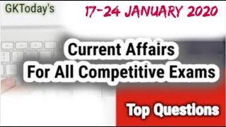 January 2020[17-24 January] Full Detailed Current Affairs[English] | Compilation of Daily Videos screenshot 5