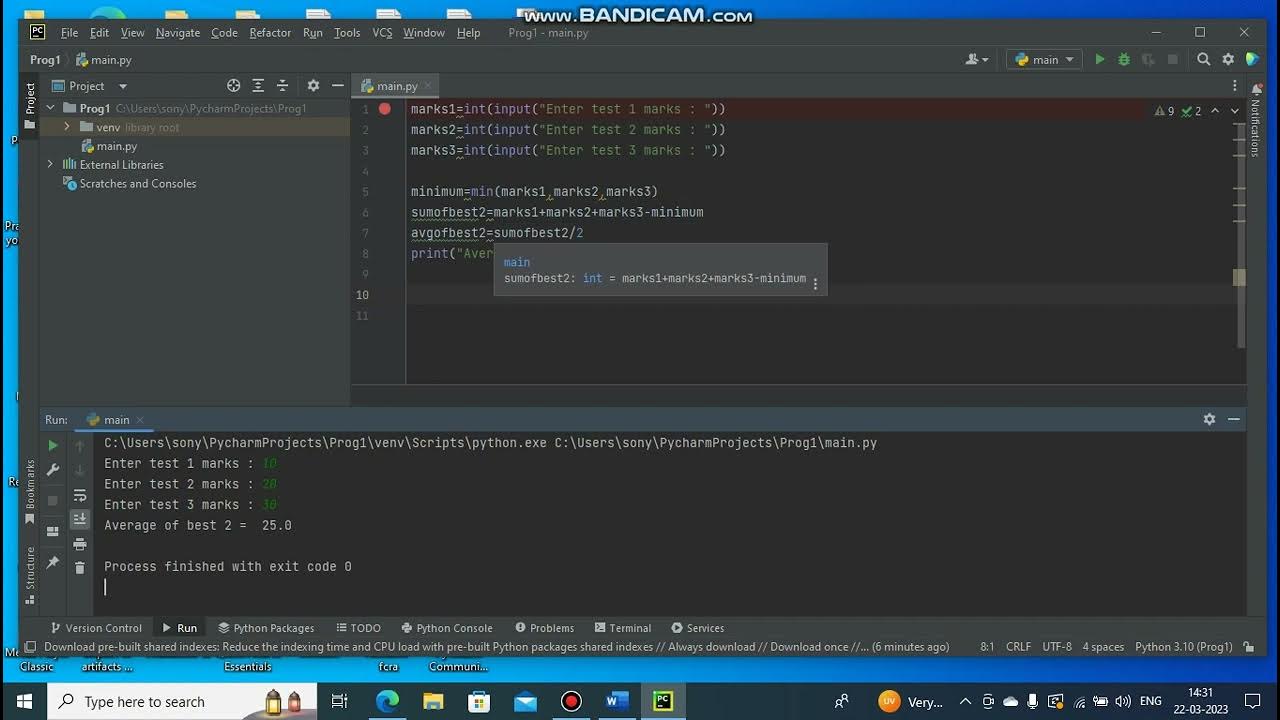 1a. Program to find best of 2 test avg marks out of 3. Python Lab ...