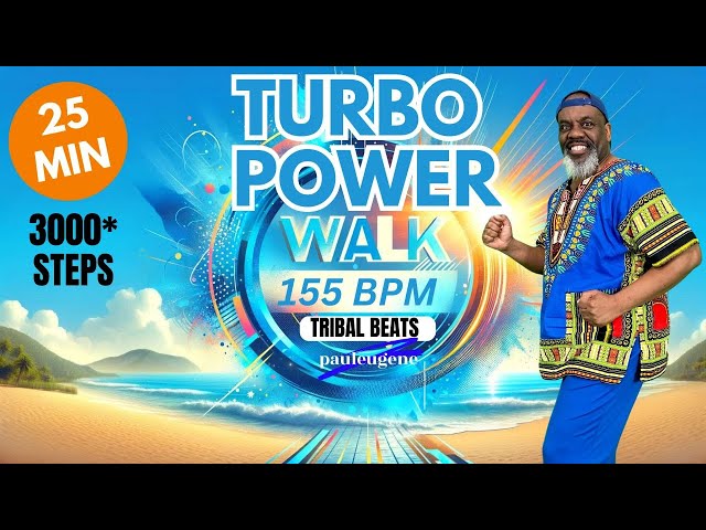 25-Min Turbo Power Walking Fast Paced | Low Impact | Afro Tribal Beats| 3000* Steps | class=