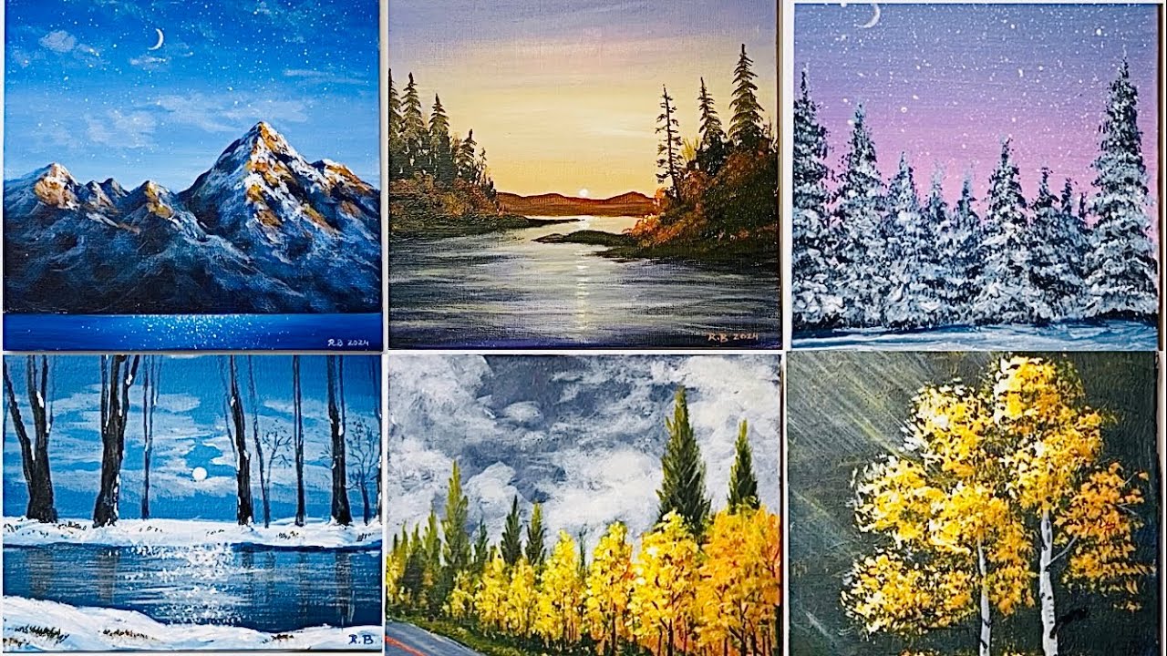 How to Paint Acrylic Landscapes / Easy Acrylic Painting Technique - YouTube