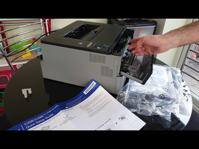 Installing the toner cartridge (and drum) in the Brother HL-L2350DW  wireless laser printer 