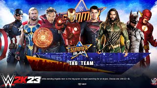 Avengers vs DC Superheroes | Tag Team ELIMINATION Match - WWE 2K23 PS5 [4K]