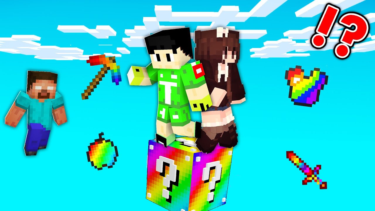 ماين كرافت : عشت على بلوكه حظ ملونة لمده 24 ساعه ولكن الهيروبراين فاجئني!!؟