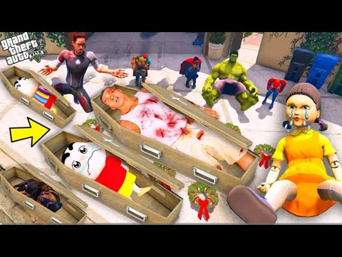 Franklin Family Died But Who Killed ? Squid Game Doll Find In GTA 5 | GTA 5 AVENGERS Emotional Video