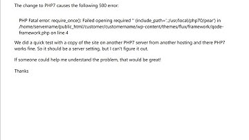 PHP 5.6 to upgrade PHP 7 causes failed opening required include_path=