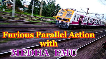 Furious Parallel Action with MEDHA EMU | MEDHA EMU vs EMU | Parallel Train Race in Sealdah Division