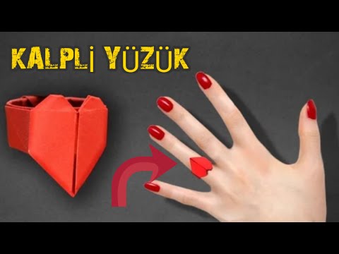 Kağıttan Kalpli Yüzük Yapımı. (Origami Yüzük Yapımı)