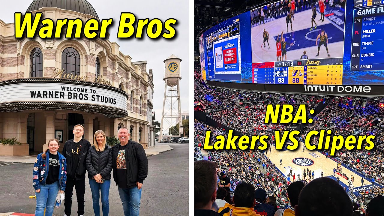 Warner Bros Studio Tour & Lakers VS Clippers NBA Basketball game! 