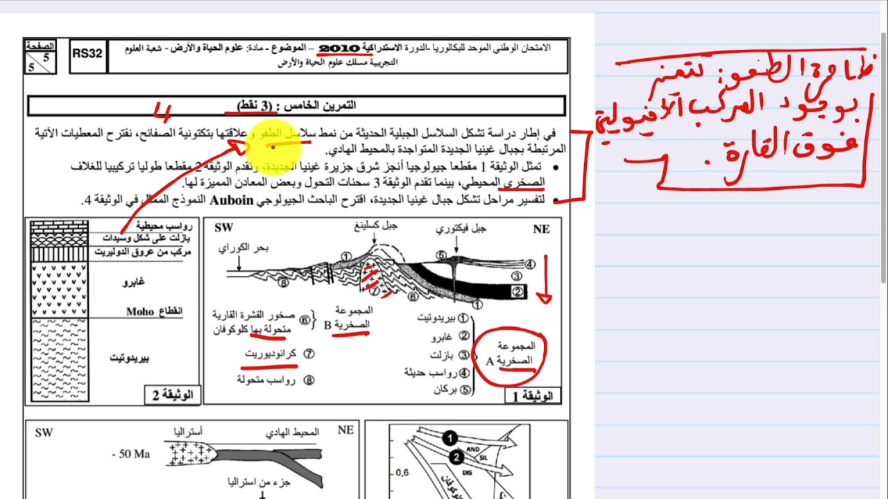 الجيولوجيا : تمرين من وطني 2010 استدراكية