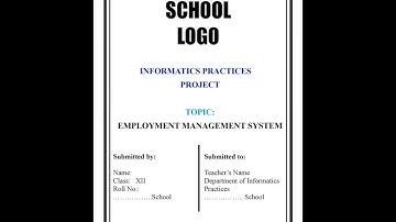 Informatics Practices Project | Computer Science Project |Employment Management System|Class 11, 12
