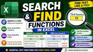 Excel SEARCH vs FIND Functions Explained | Extract & Find Text Like a Pro