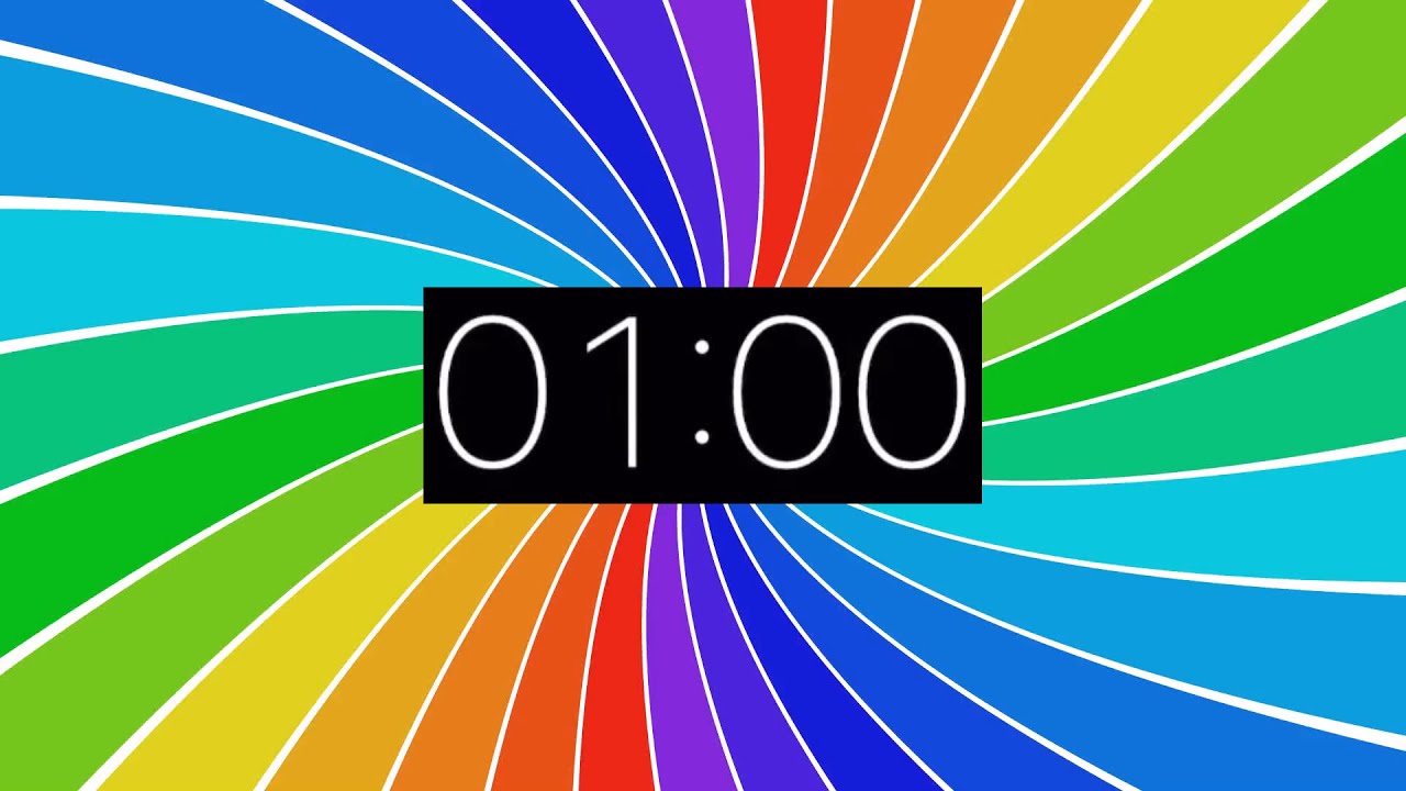 Rainbow 1 minute Timer Countdown with music for kids - YouTube