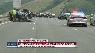 Woman killed, 7 injured after truck crashes into oncoming traffic on EB I-70