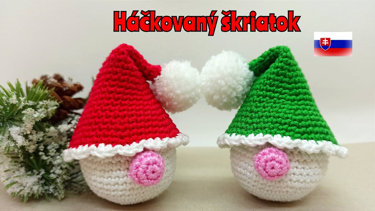 Háčkovaný škriatok - vianočná dekorácia
