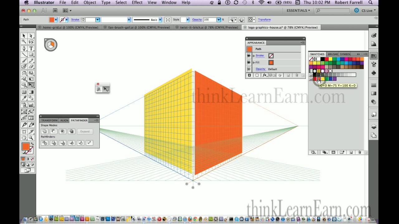 Adobe Illustrator Cs6 Build A Perspective 3d Building With Windows How To Draw Vector Graphics Youtube