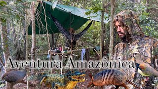 🏕️JACARÉ, TATU, AVES DENTRE OUTROS ANIMAIS FORAM REGISTRADO NESTE ACAMPAMENTO EM FLORESTA AMAZÔNICA