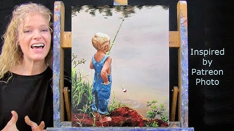 GONE FISHING-Learn How to Draw and Paint with Acrylics-Easy Paint and Sip at Home Beginner Tutorial