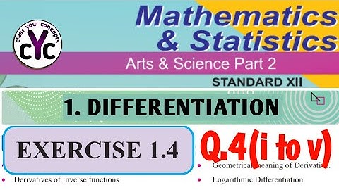 Exercise 1.4 (Q.4:i to v) | differentiation | chapter 1 | class 12 | maths part 2 | MH board