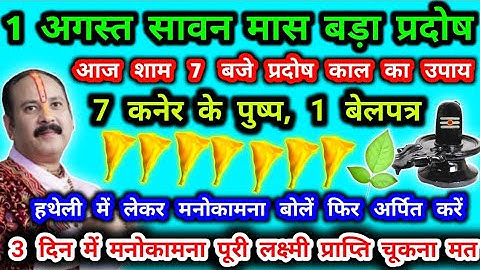 1 अगस्त सावन पहला प्रदोष 7 कनेर के पुष्प 1 बेलपत्र का प्रदोष का नया उपाय