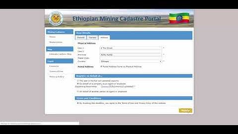 How to self register on the Ethiopian Mining Cadastre Portal