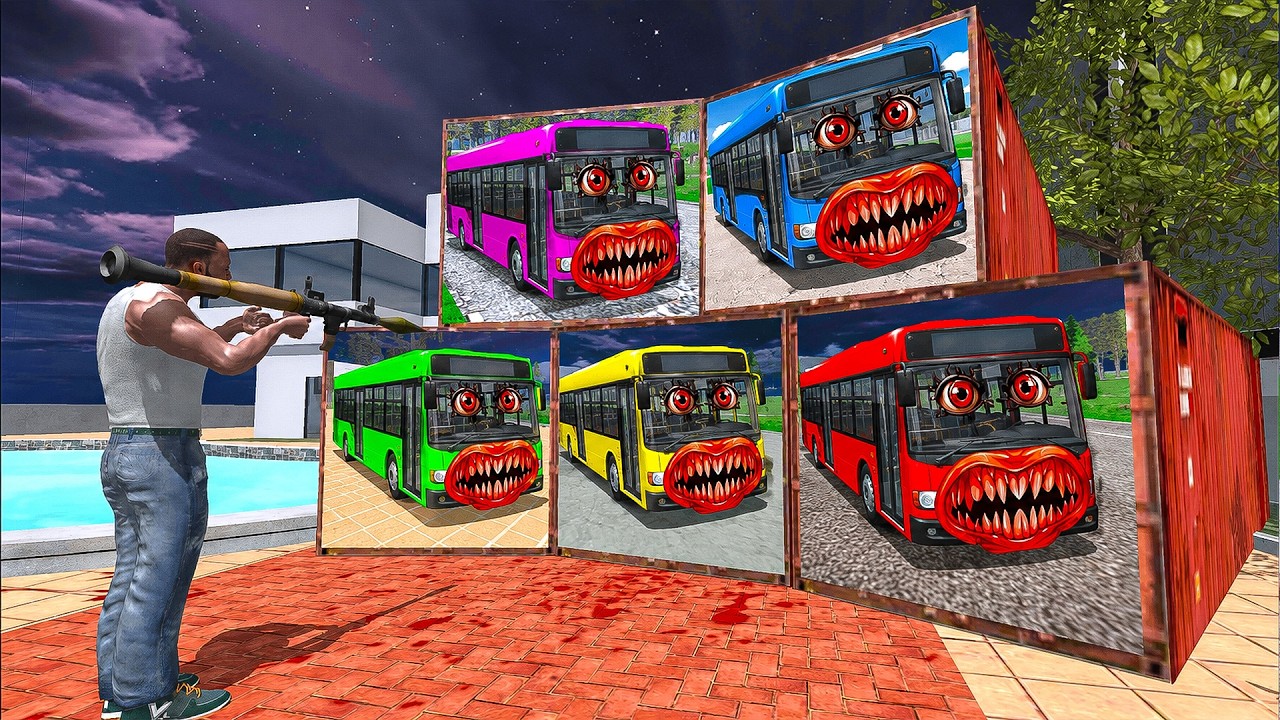 Franklin Found Colourful Bus Mystery Container in Indian Bikes Driving 3d