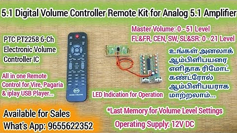 PT2258 Based 6-Ch Digital Volume Control Remote Kit for Analog 5.1 Amplifier | Village Tech Tree