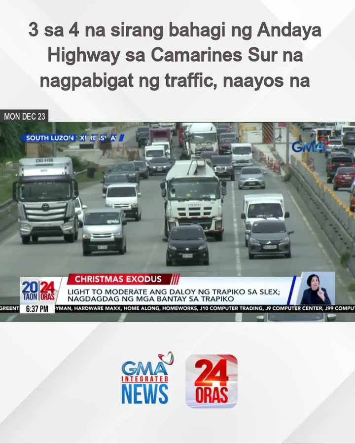 3 sa 4 na sirang bahagi ng Andaya Highway sa Camarines Sur na nagpabigat ng traffic... | 24 Oras