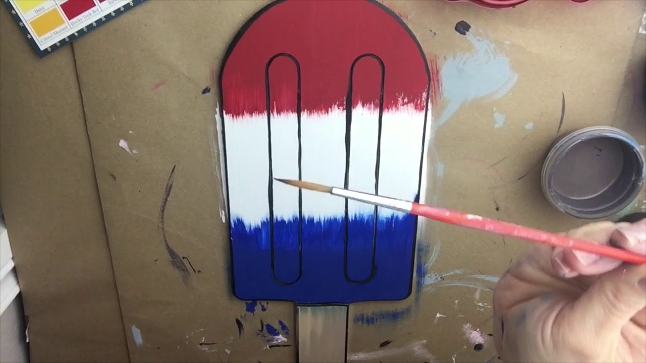 ‘MERICA Popsicle Wooden Paint by Line Cutout, Tutorial