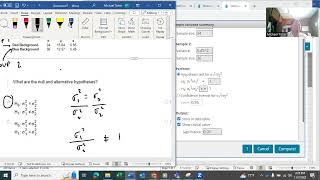 Hypothesis Testing with Variance for 2 Samples Using Statcrunch