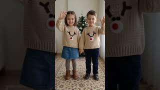 kardeş kombini geyikli kazak