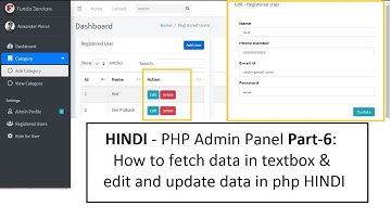 PHP Admin Panel Part-6: How to fetch data in textbox & edit and update data in php HINDI