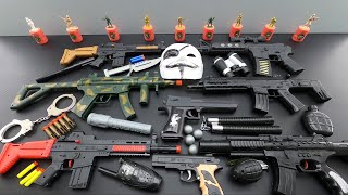 Hacker Mask with Toy Attack Weapons - Military Rifles and Police Toy Guns. Scar Gun, MP40, Uzi