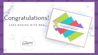 Using Up Card Stock Scraps To Make A Handmade Card - Congratulations Split Squares