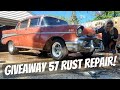 GIVEAWAY 57 Chevy gets NEW Floor Pans and Braces - She Could be YOURS ABSOLUTELY FREE!