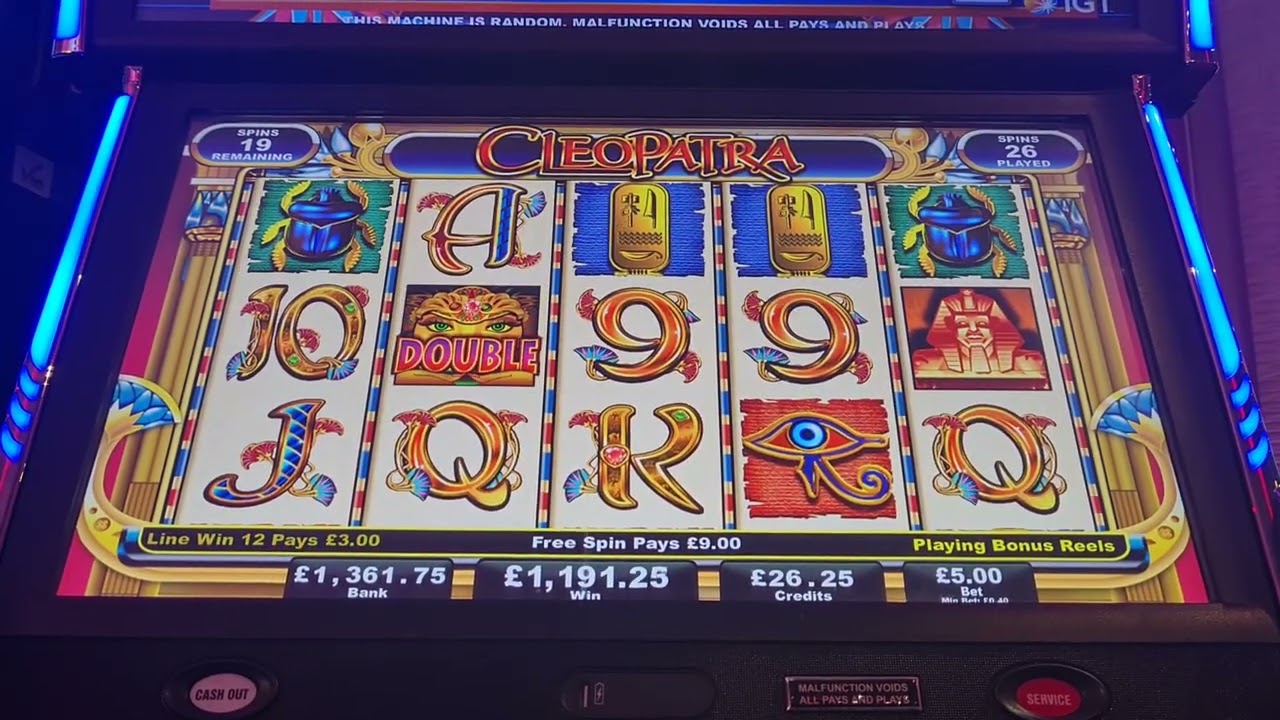 Cleopatra slot double retrigger max bet big win!