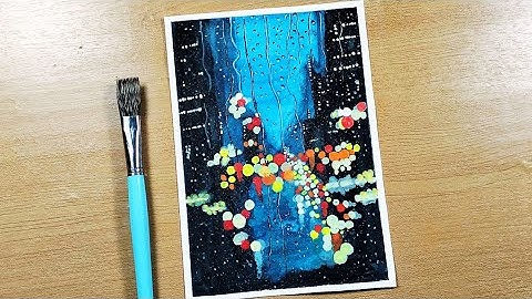 Rainy day bokeh effect painting | Acrylic painting for beginners