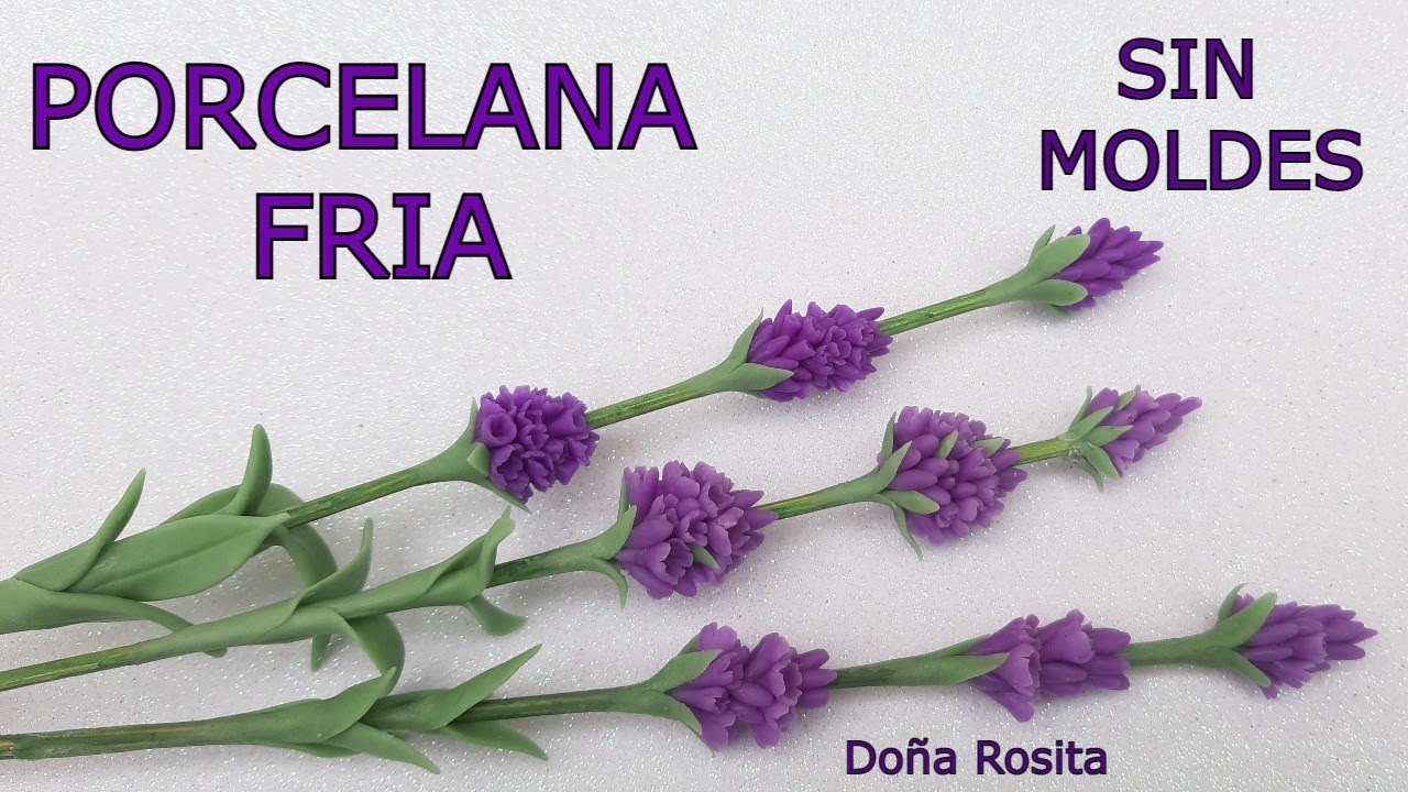 Como hacer flores con PORCELANA FRIA casera SIN MOLDES 🌾  flor de LAVANDA facil de hacer