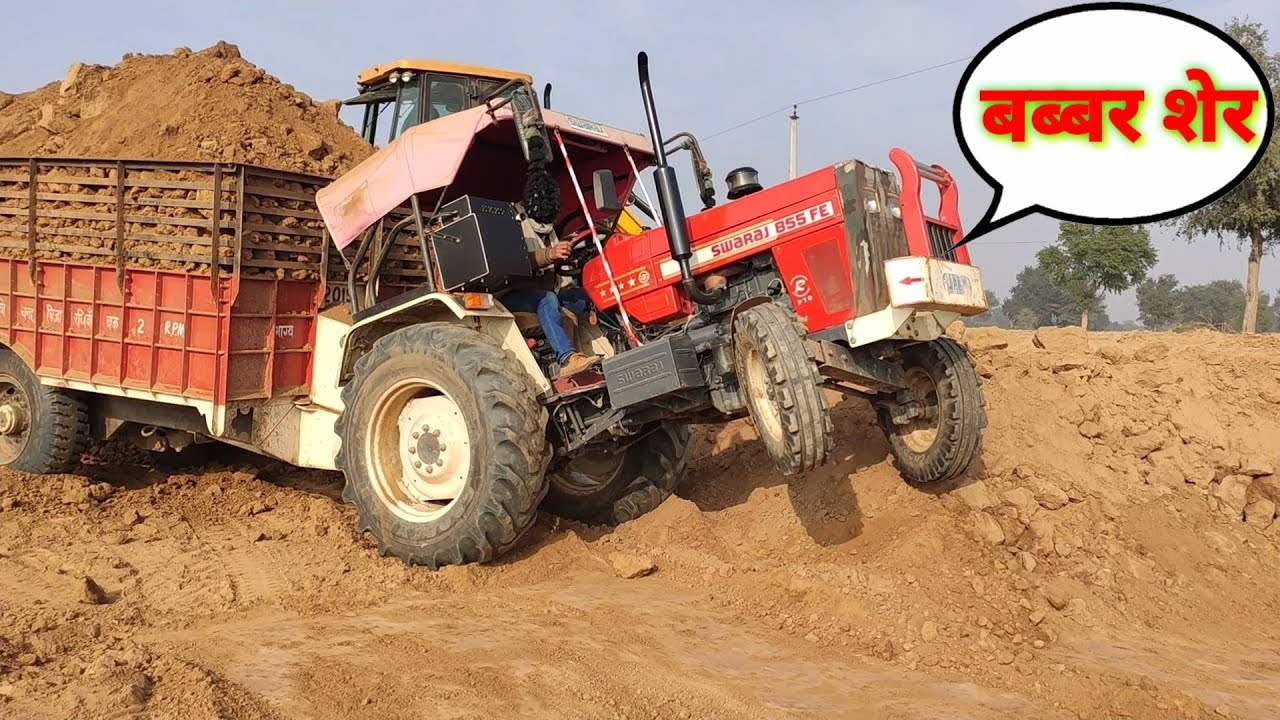 Swaraj 855 Tractor With Fully Loaded Mitti Di Trolley Must Watch