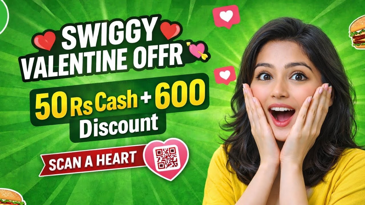 Swiggy Scan a Heart 50 Rs Cash QR Code Offer | Swiggy Valentines day Deals