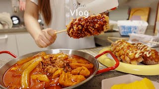 Malaflavored tteokbokki and Korean style corn dogs, cheese GIMBAP, Buldak cream pasta| Korean Food