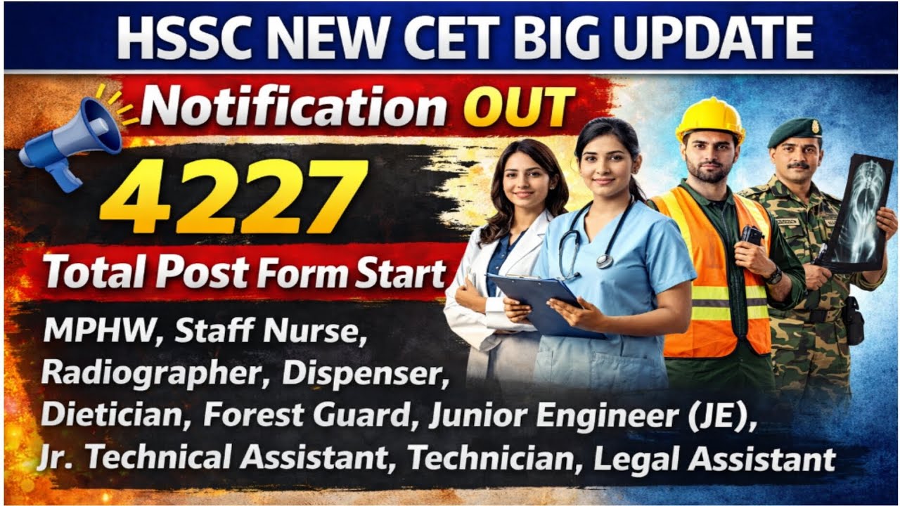 Big breaking🔥Hssc new cet new vacancy notification out || mphw,Forest Guard, Legal Assistant, JE, 